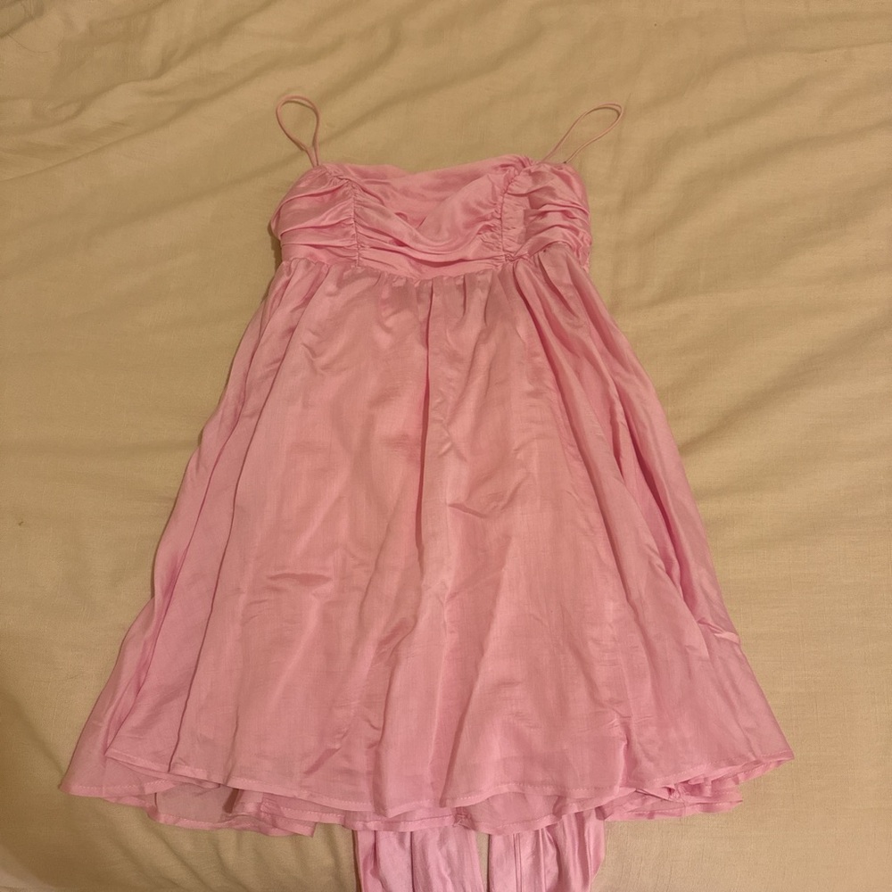 Hello Molly Pink Babydoll mini bow dress